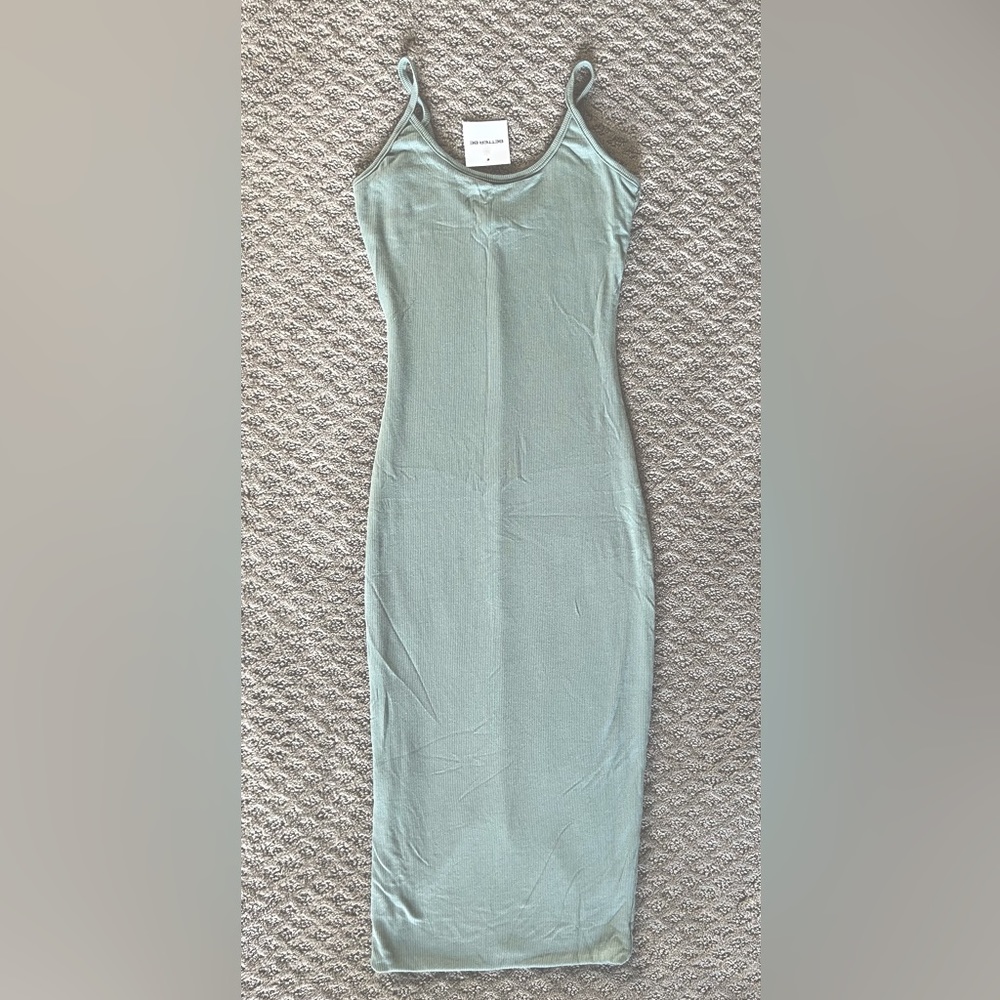 NWT Ribbed Sage Green Midi Dress
